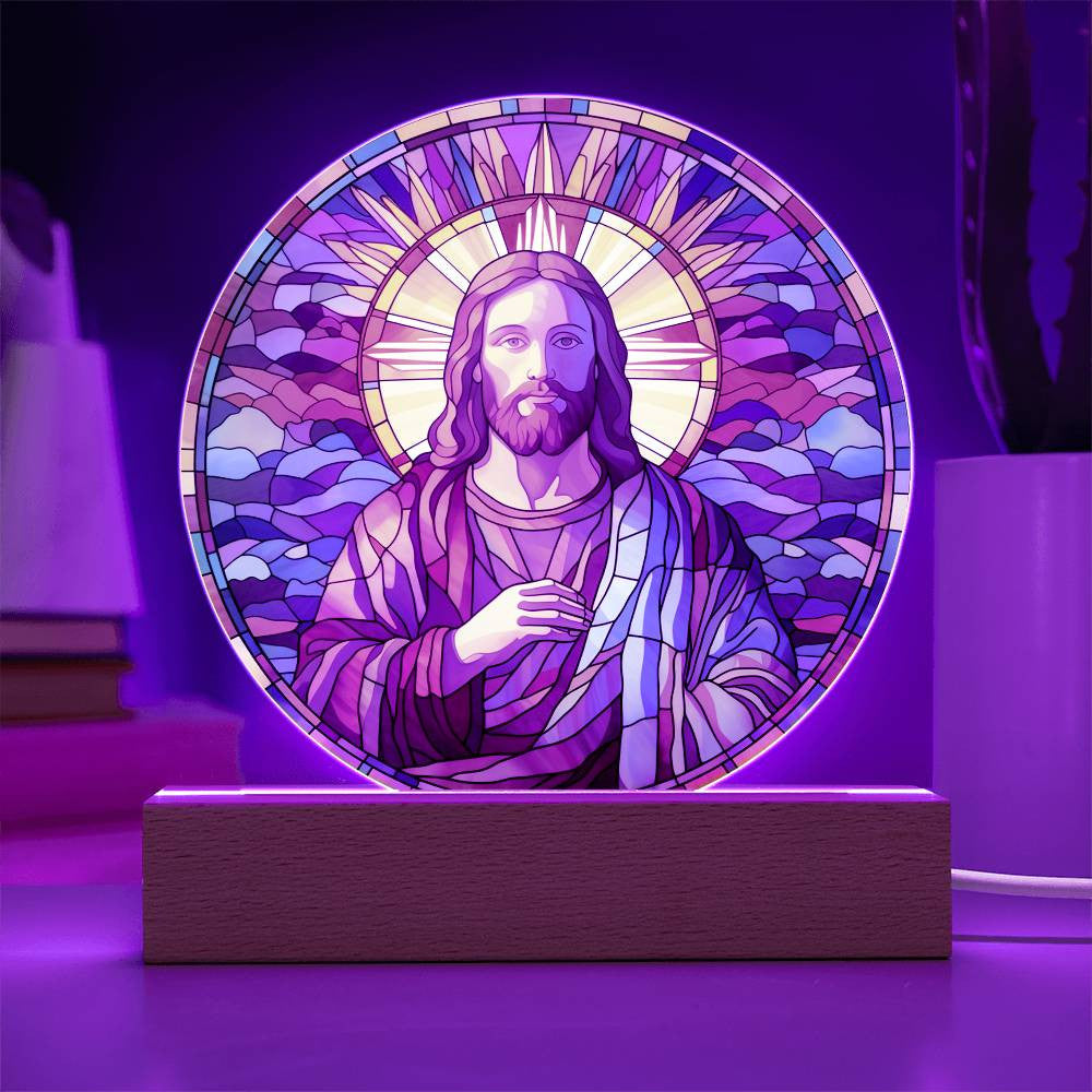 Mary and Baby Jesus Stained Glass Style Plaque