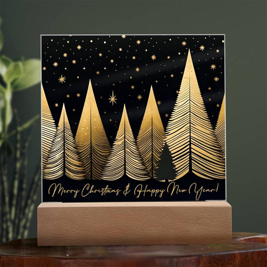 Black and Gold Christmas Trees Plaque