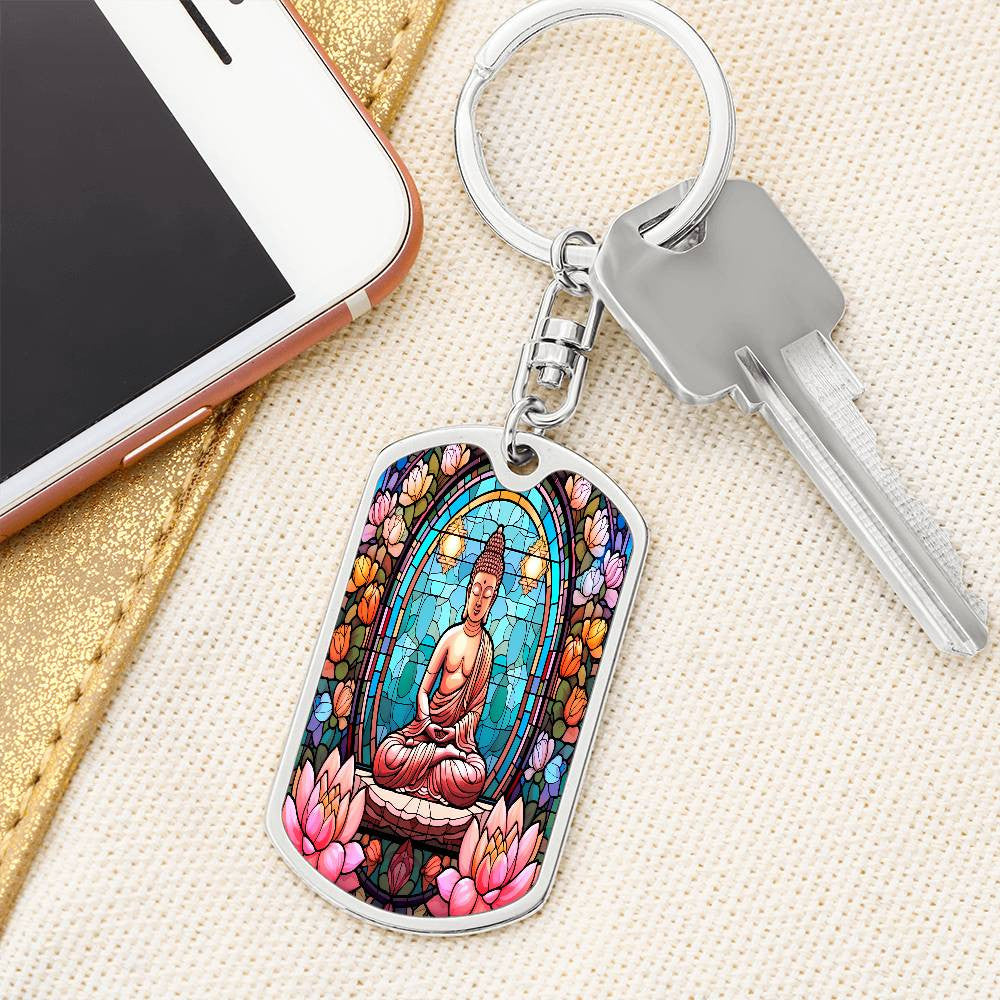 Buddha Dog Tag with Swivel Keychain