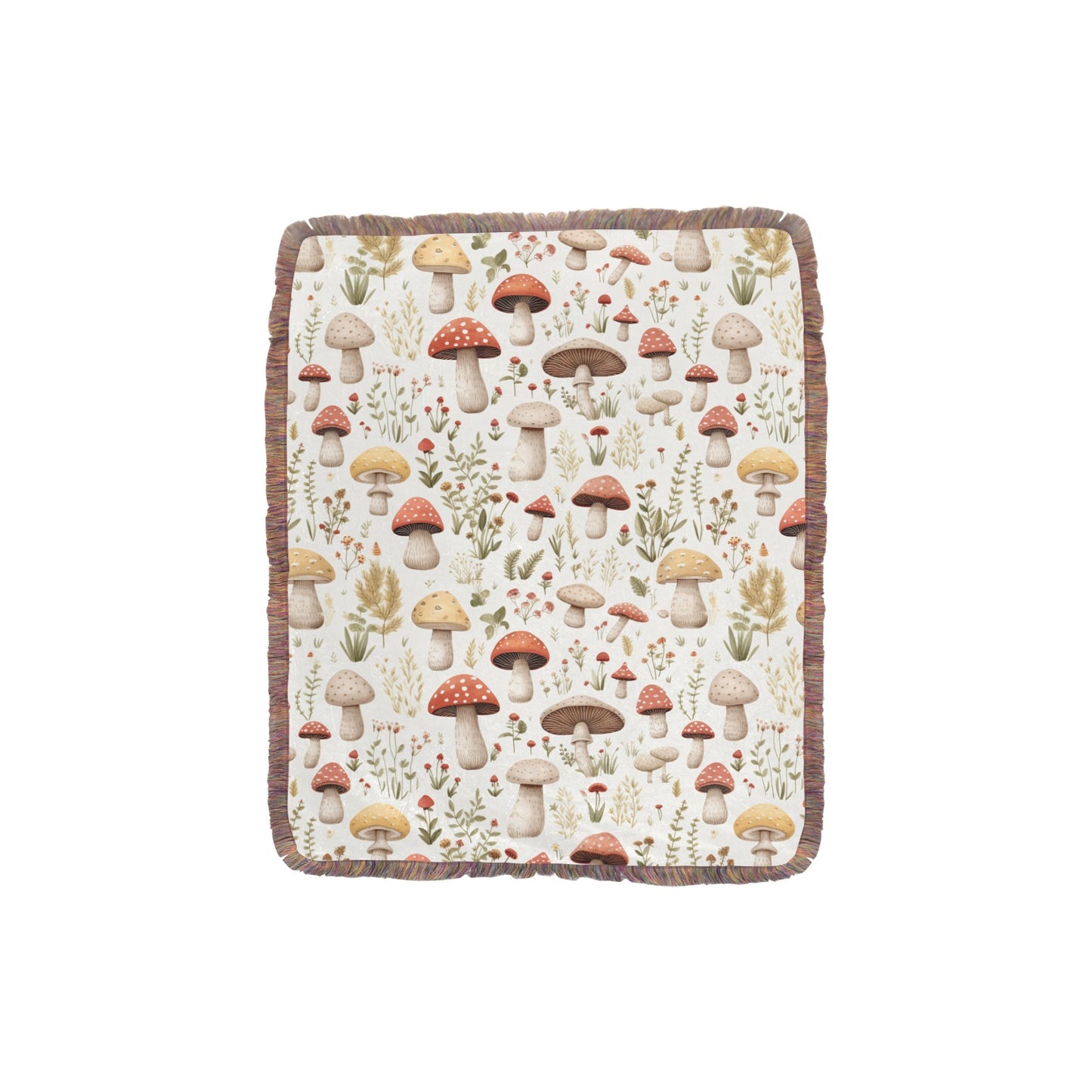 Mushrooms Ultra Soft Fringe Blanket