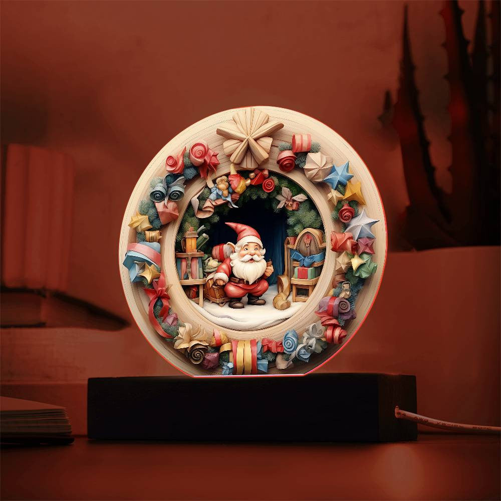 3D Christmas Santa Gnome Plaque and Ornament