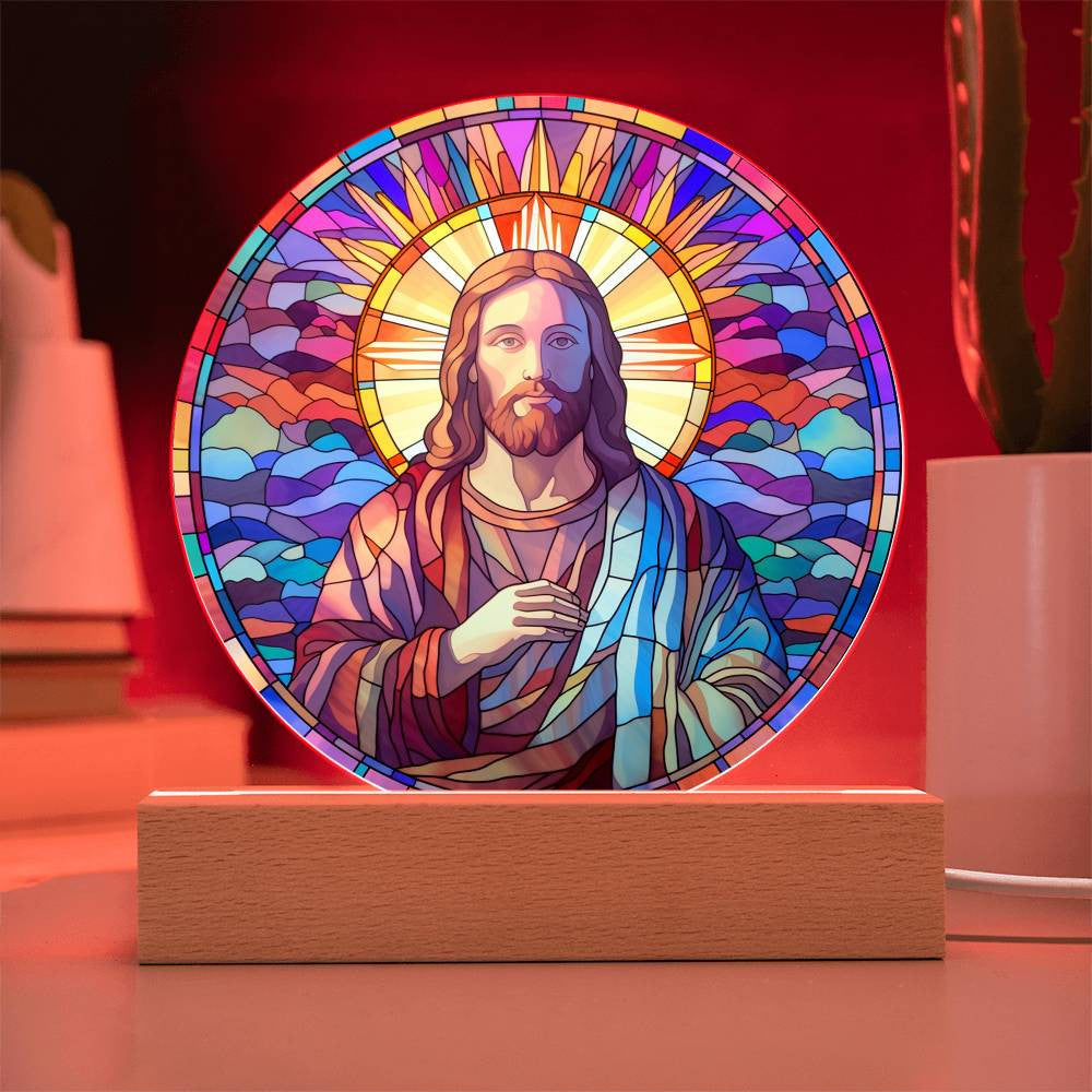 Jesus Christ Stained Glass Style Plaque