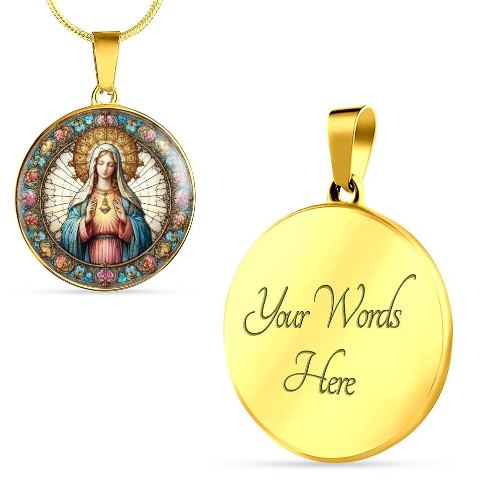 Personalized Faux Stained Glass Virgin Mary Necklace