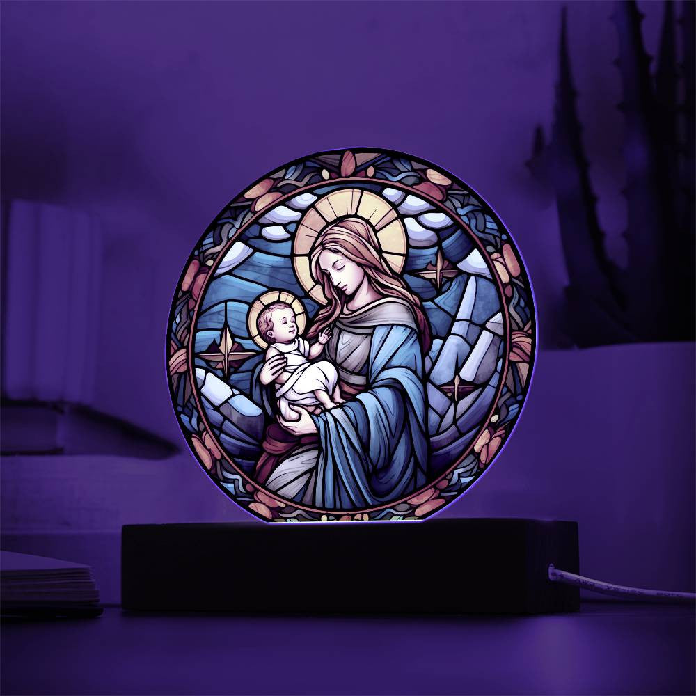 Jesus and His Sheep Stained Glass Style Plaque