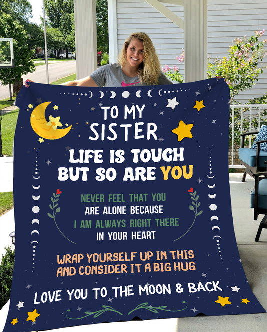 Love You to The Moon and Back Sister Blanket