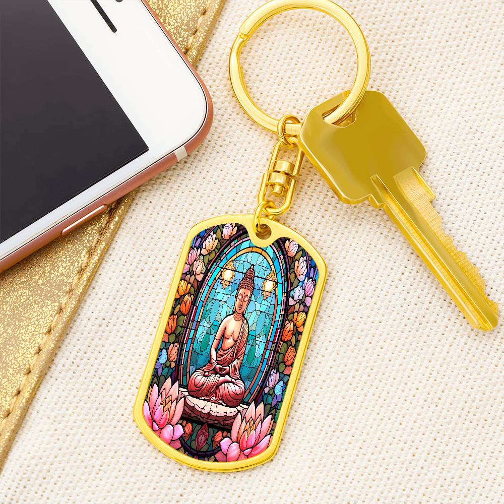 Buddha Dog Tag with Swivel Keychain
