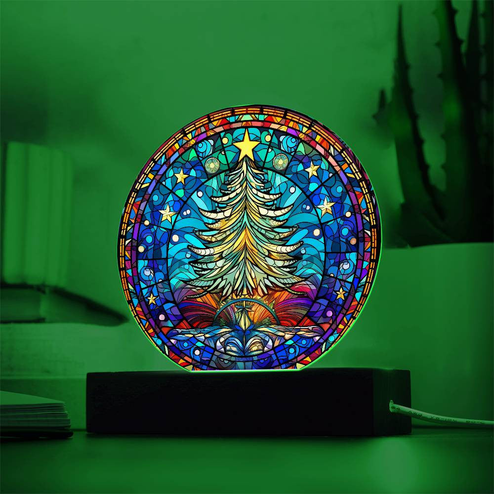 Christmas Tree Stained Glass Style Plaque