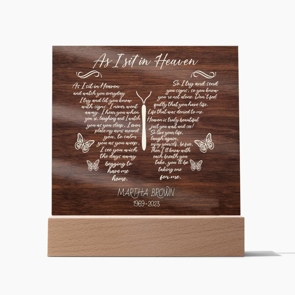 As I Sit In Heaven Woodlook Memorial Plaque
