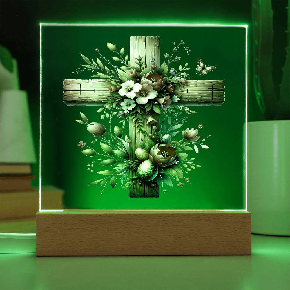 Wooden Cross Easter Plaque