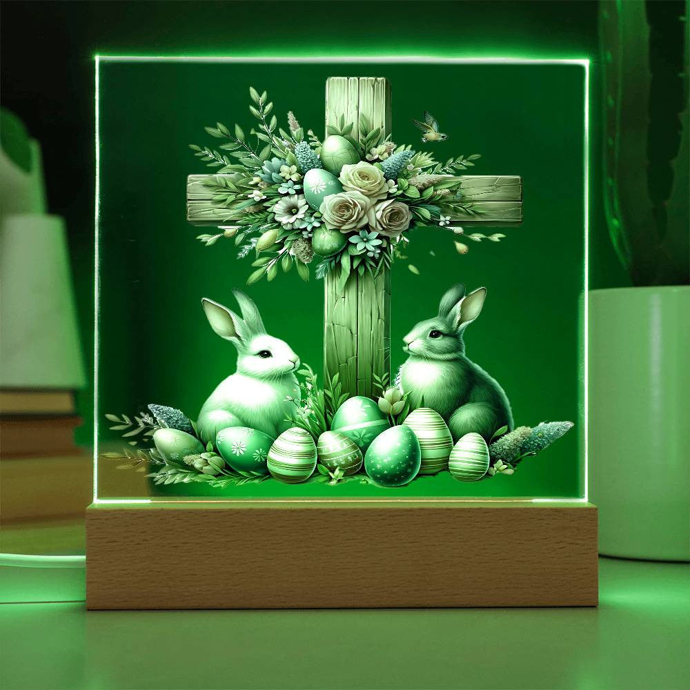 Easter Wooden Cross Plaque