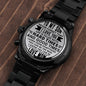 To My Son | Never Forget | Engraved Design Black Chronograph Watch