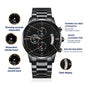 To My Son | Never Forget | Engraved Design Black Chronograph Watch