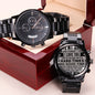 To My Son | Never Forget | Engraved Design Black Chronograph Watch