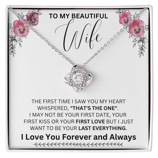 To My Beautiful Wife | Pink Poppy-That's The One | Love Knot Necklace