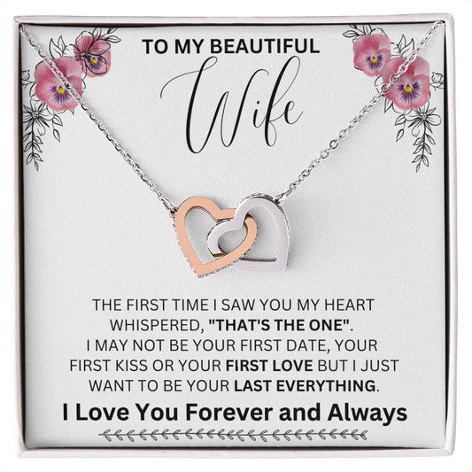 To My Beautiful Wife | Pink Poppy-That's The One | Interlocking Hearts Necklace