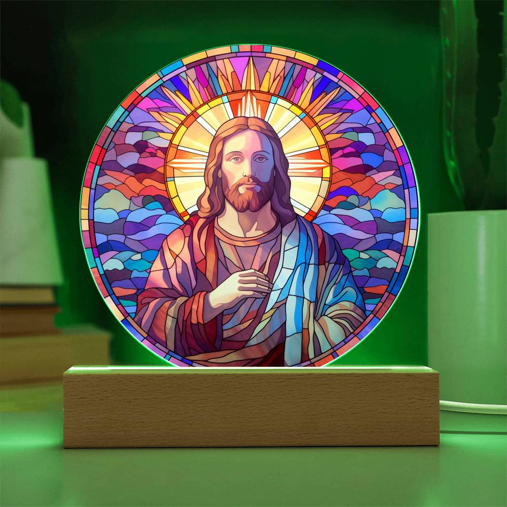 Jesus Christ Stained Glass Style Plaque