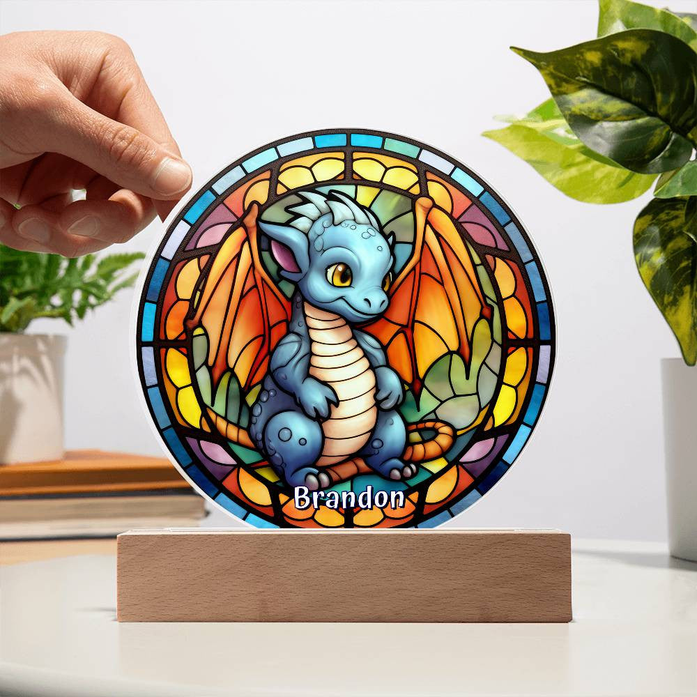 Baby Dragon Faux Stained Glass Night Light