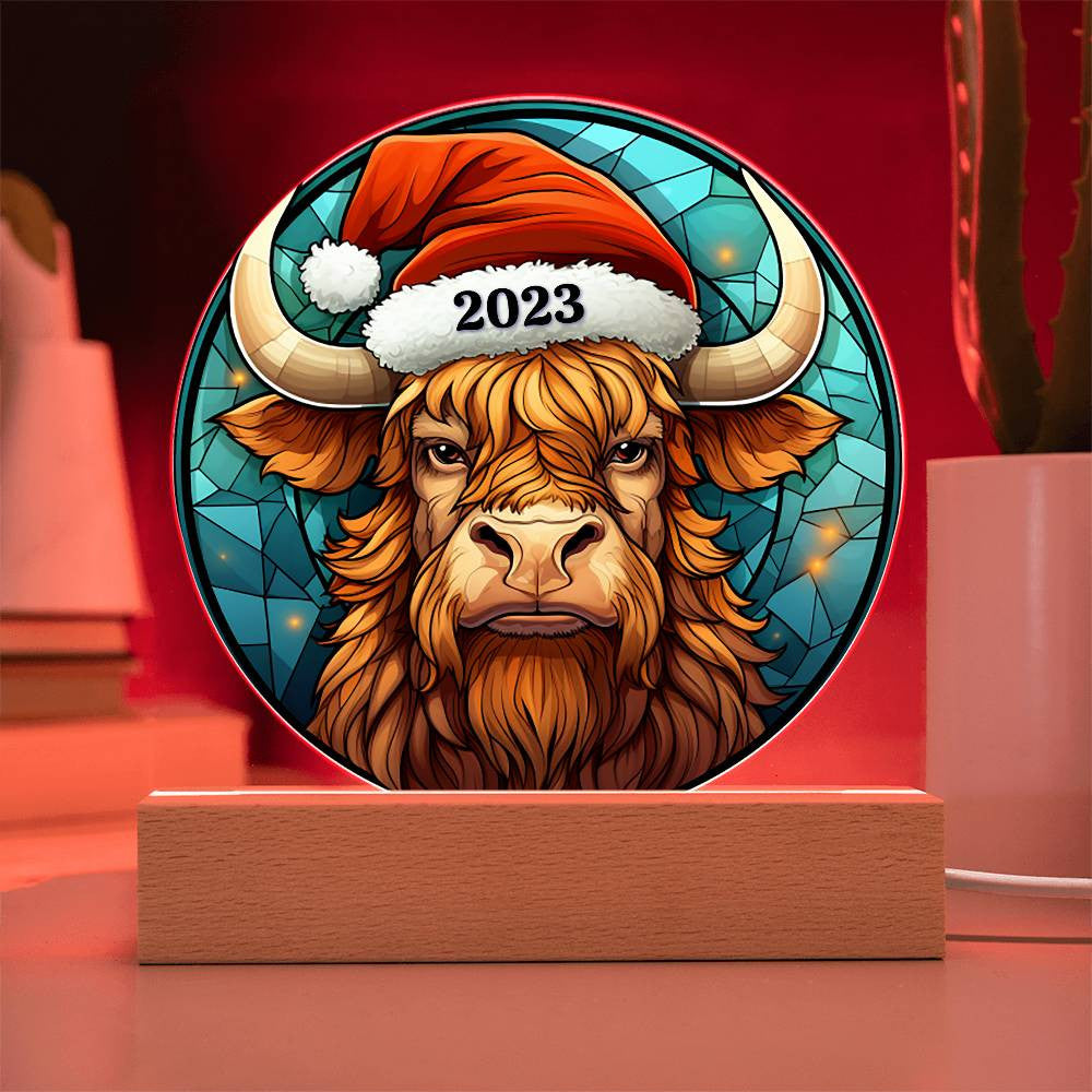 Stained Glass Highland Cow Acrylic Plaque