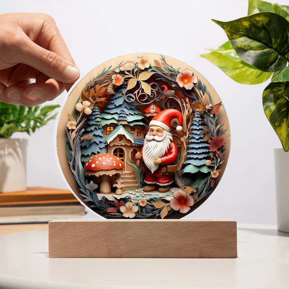 3D Santa Gnome Plaque and Ornament