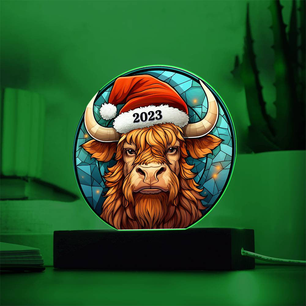 Stained Glass Highland Cow Acrylic Plaque