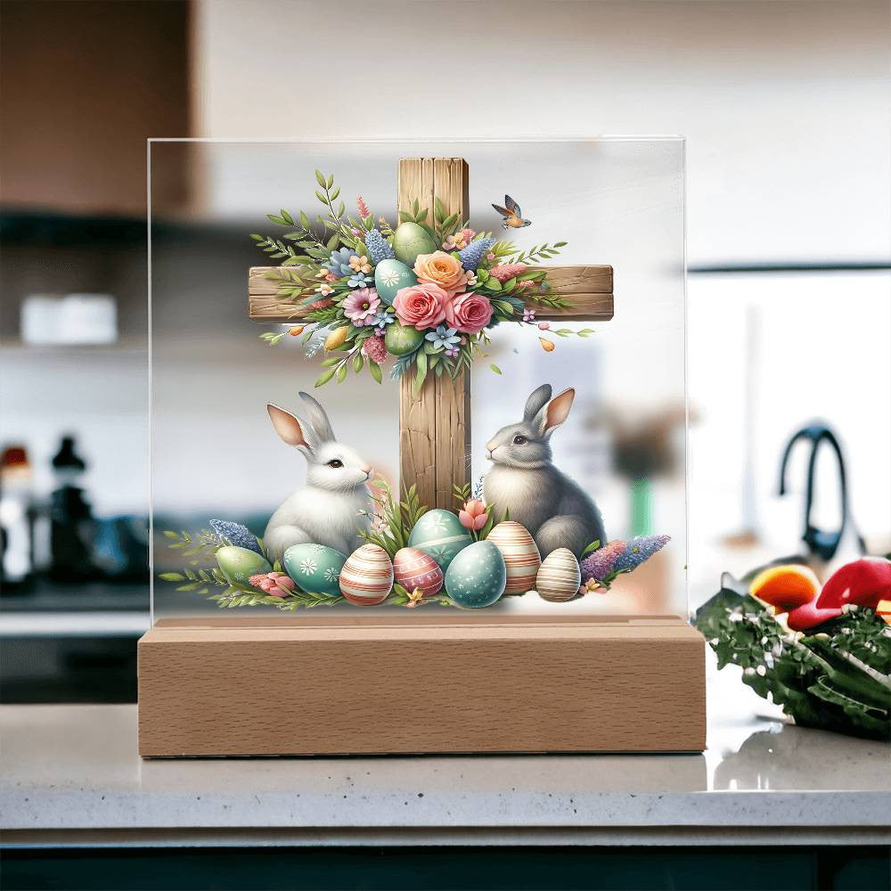 Easter Wooden Cross Plaque