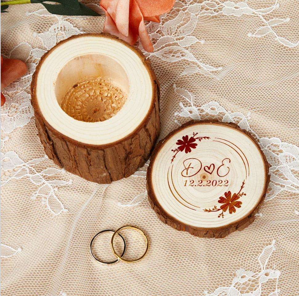 Wooden Round Ring Box