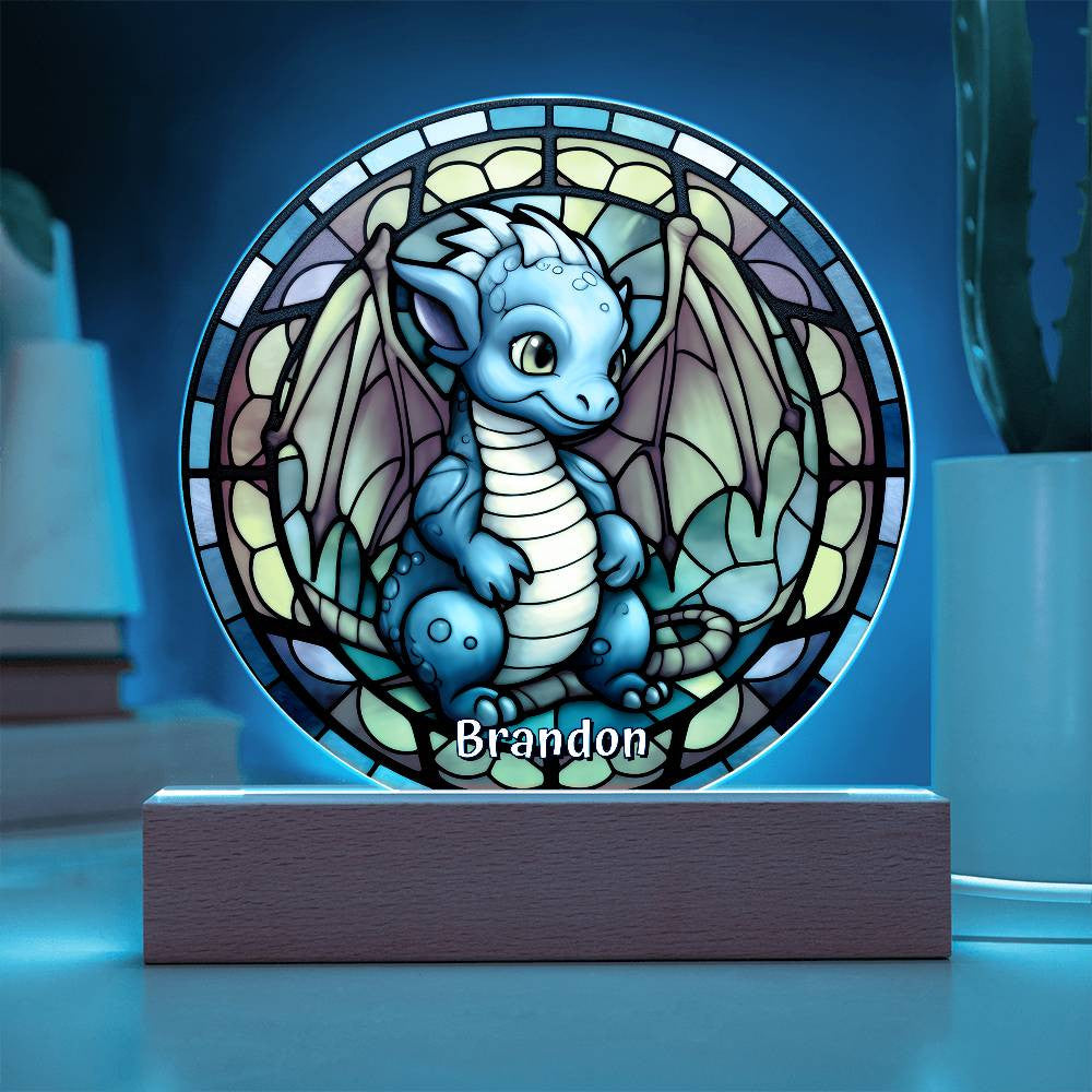 Baby Dragon Faux Stained Glass Night Light