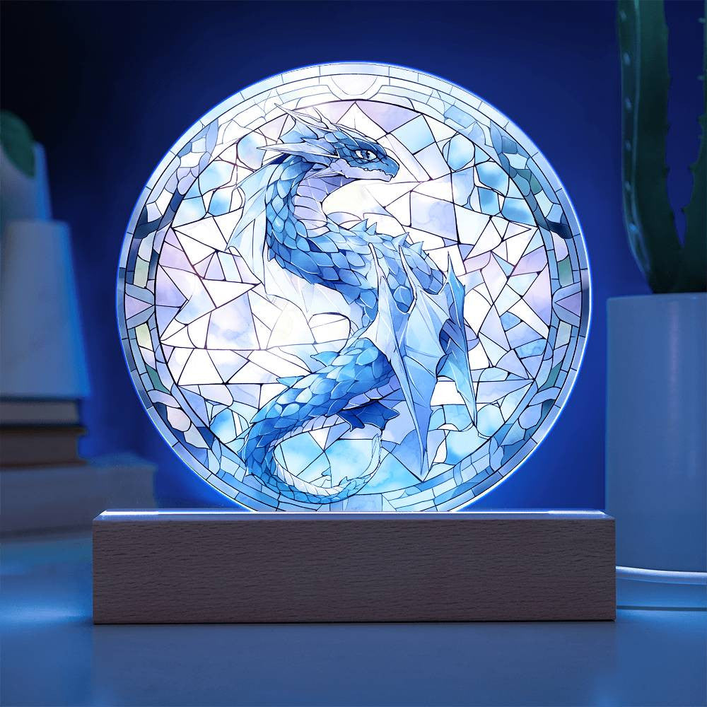 Blue Dragon Stained Glass Plaque and Nightlight