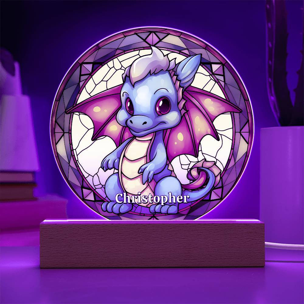 Baby Dragon Stained Glass Style Plaque and Night Light