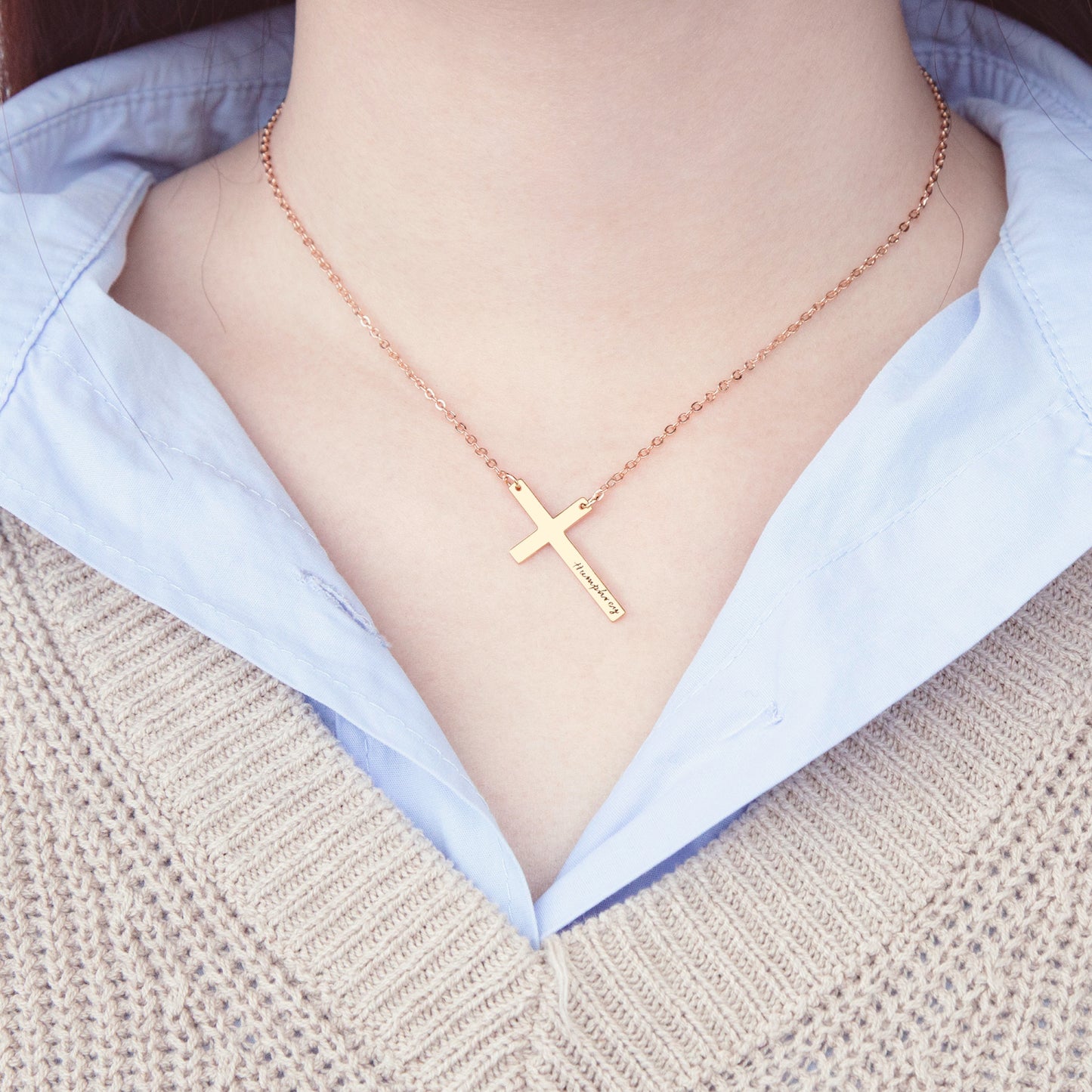 Custom Cross Name Necklace