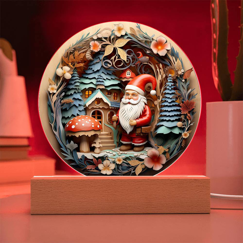 3D Santa Gnome Plaque and Ornament