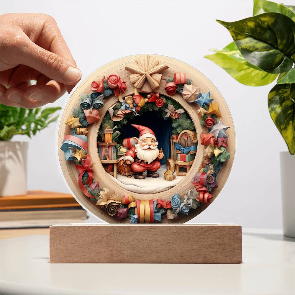 3D Christmas Santa Gnome Plaque and Ornament
