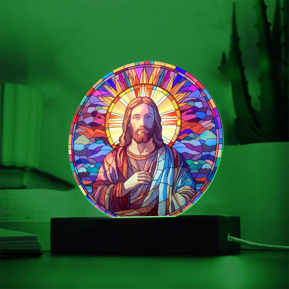 Jesus Christ Stained Glass Style Plaque
