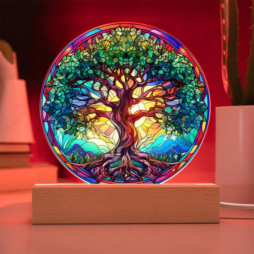 Tree of Life Stained Glass Style Plaque
