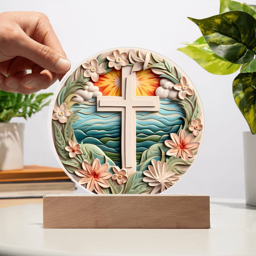 3D Look Traditional Catholic Cross Acrylic Plaque
