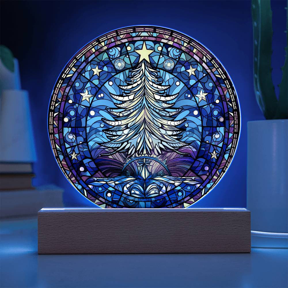 Christmas Tree Stained Glass Style Plaque