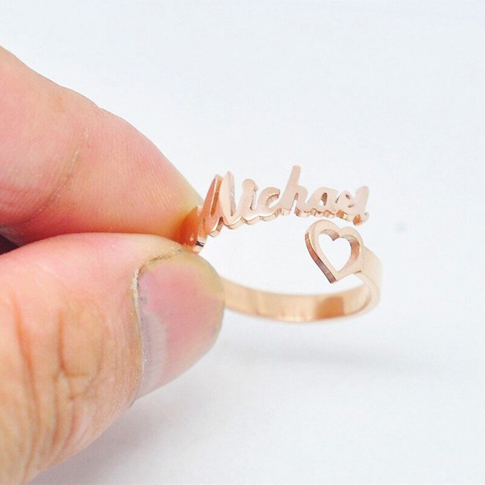Custom Heart Name Ring
