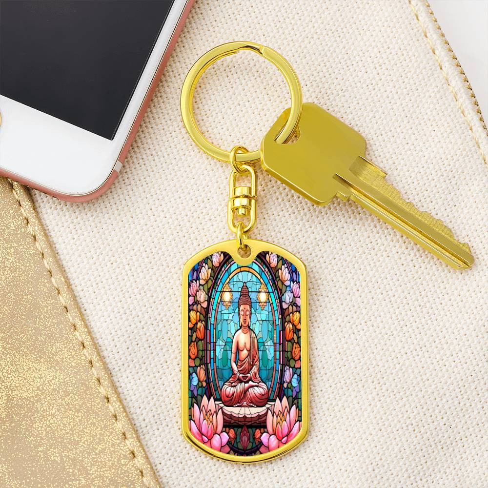 Buddha Dog Tag with Swivel Keychain