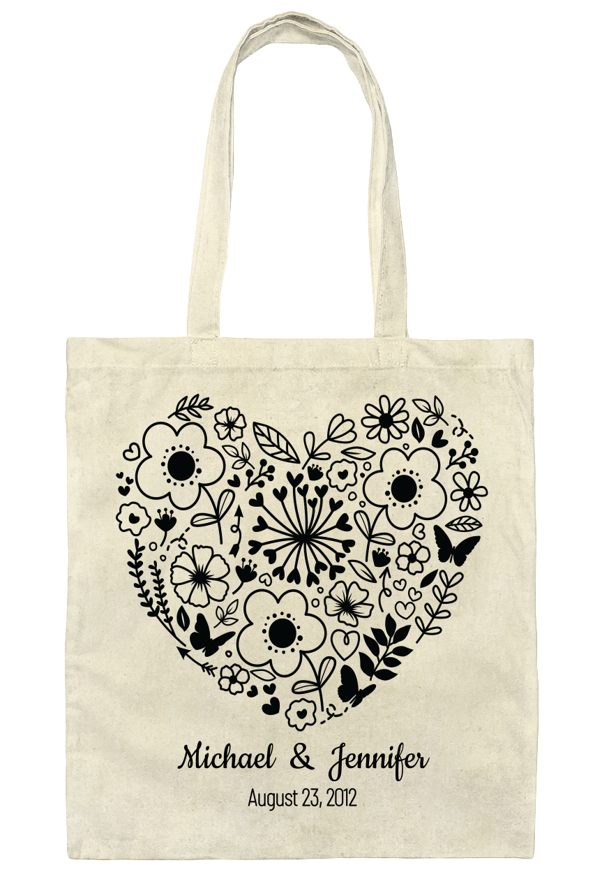 Personalized Canvas Tote Bag - Pink, White and Beige