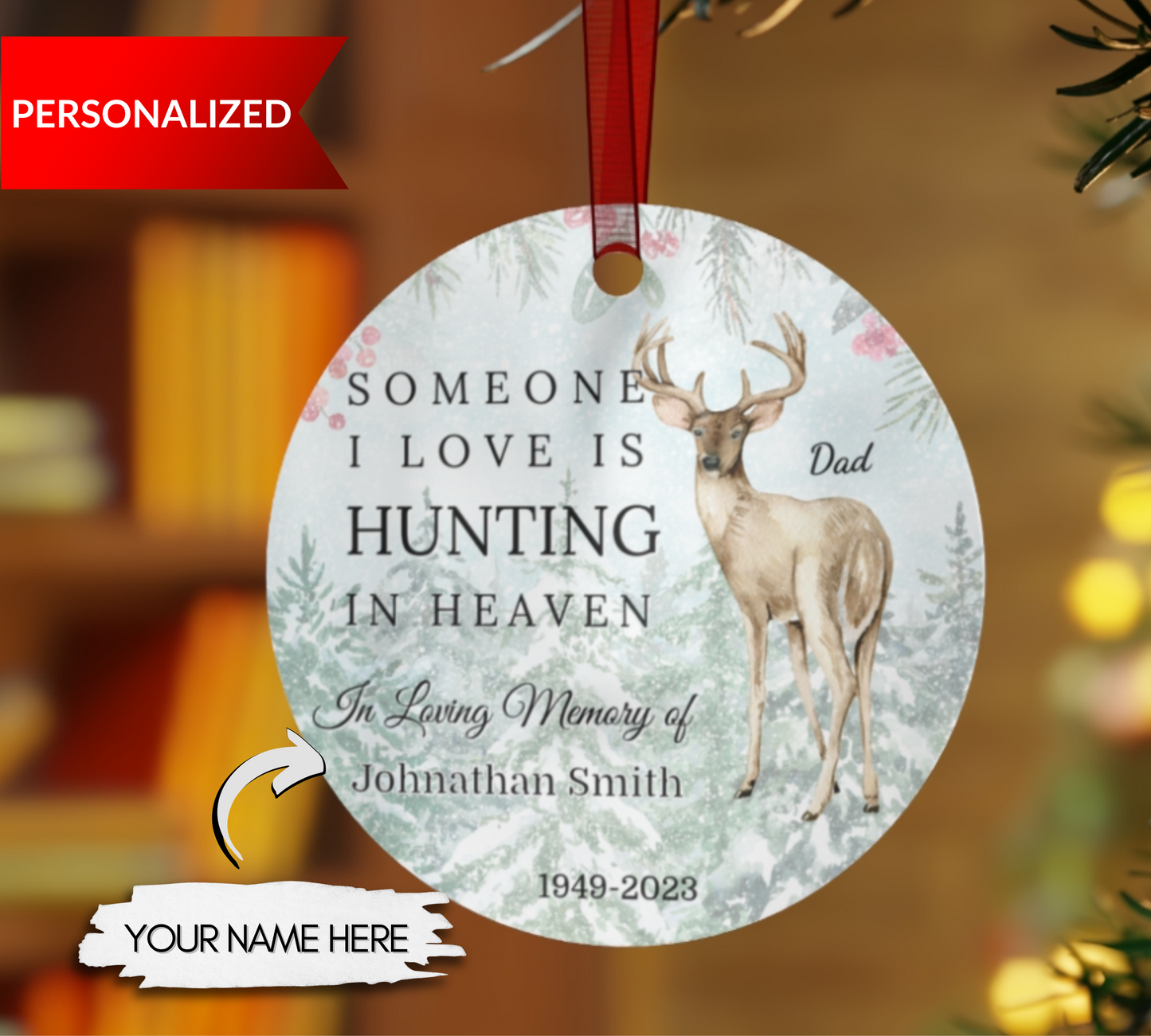 Personalized Hunting in Heaven Remembrance Ornament