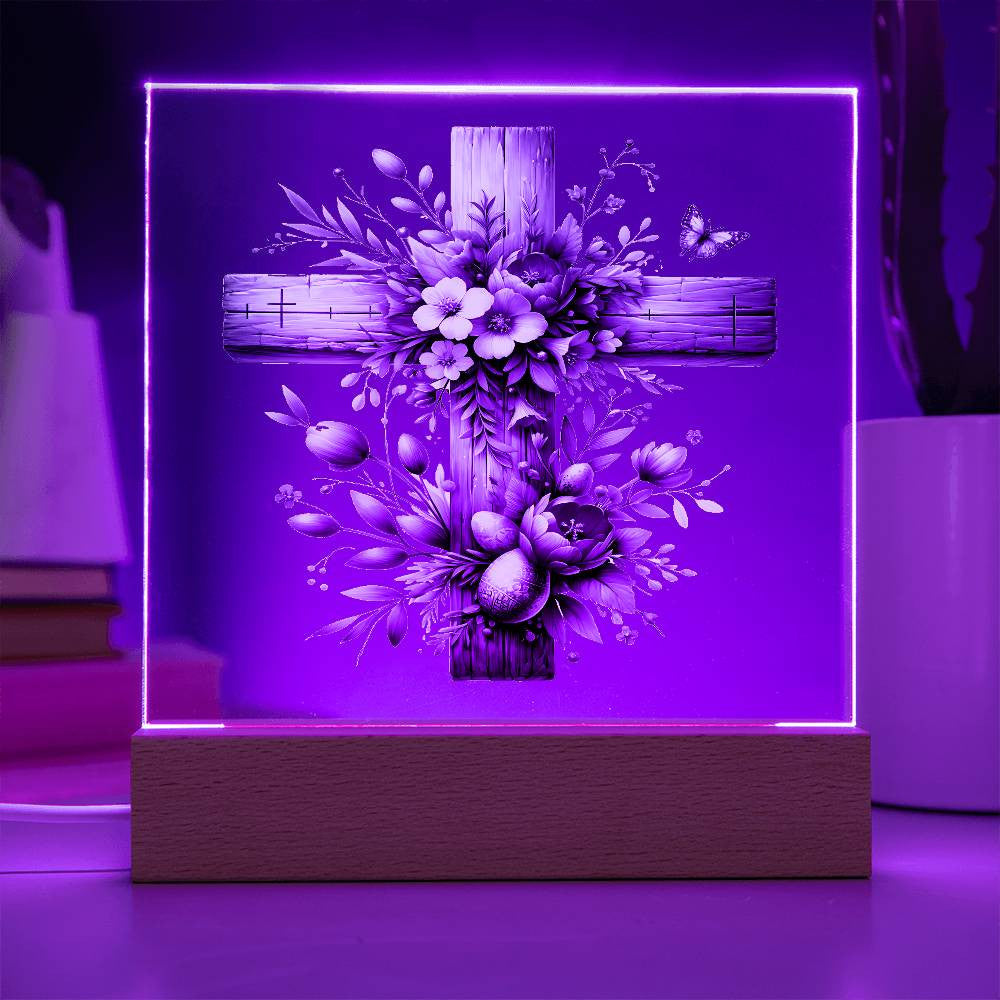 Wooden Cross Easter Plaque