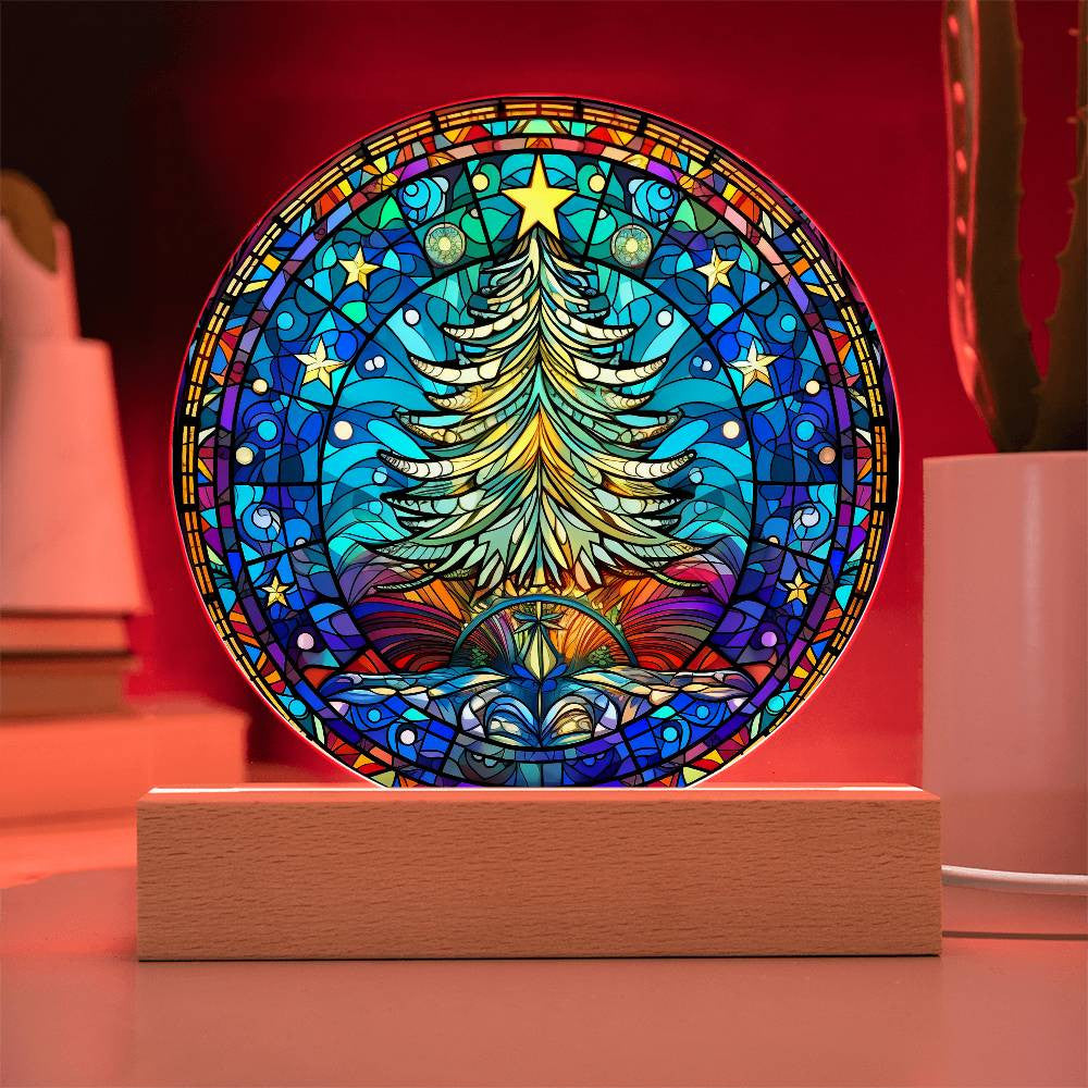 Christmas Tree Stained Glass Style Plaque