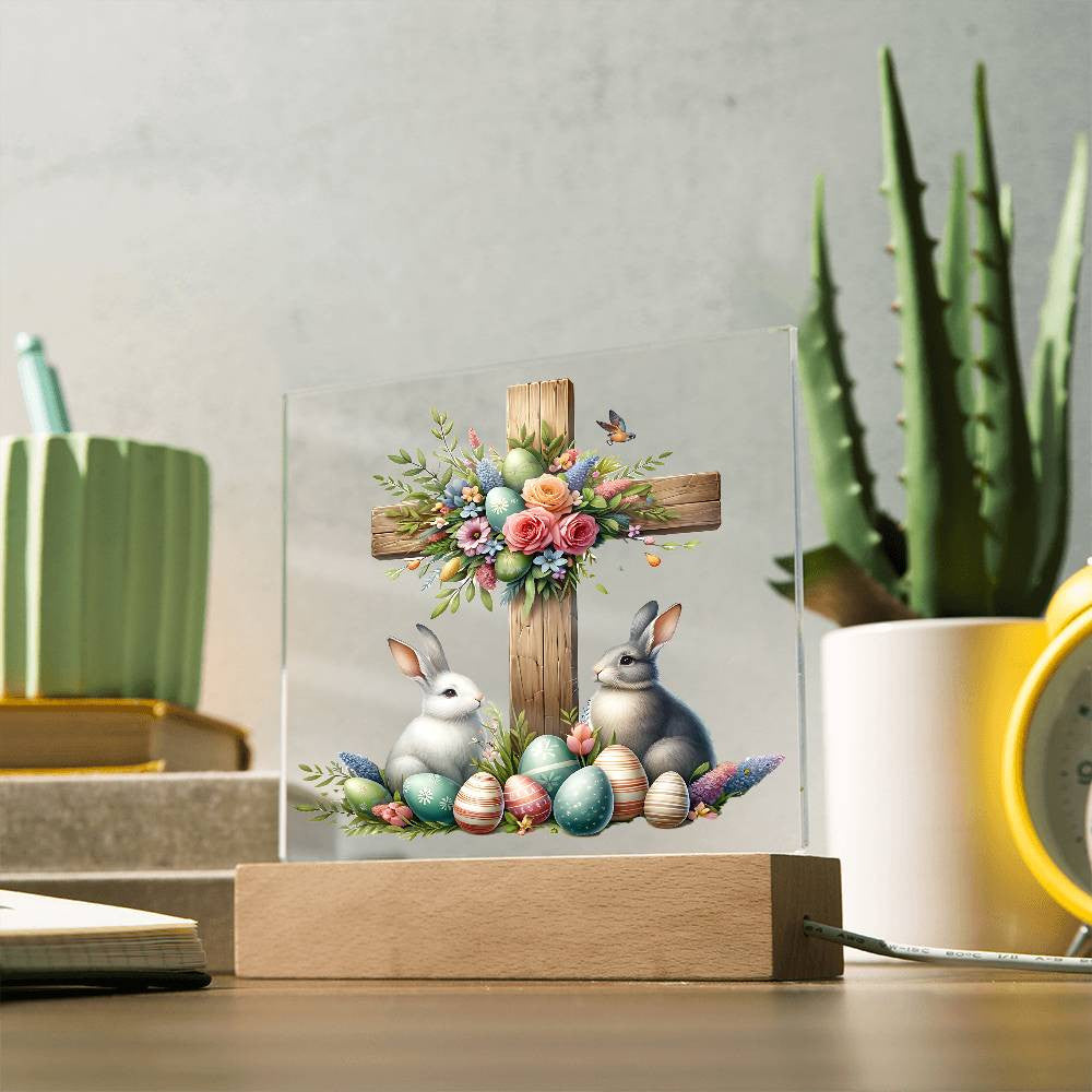 Easter Wooden Cross Plaque