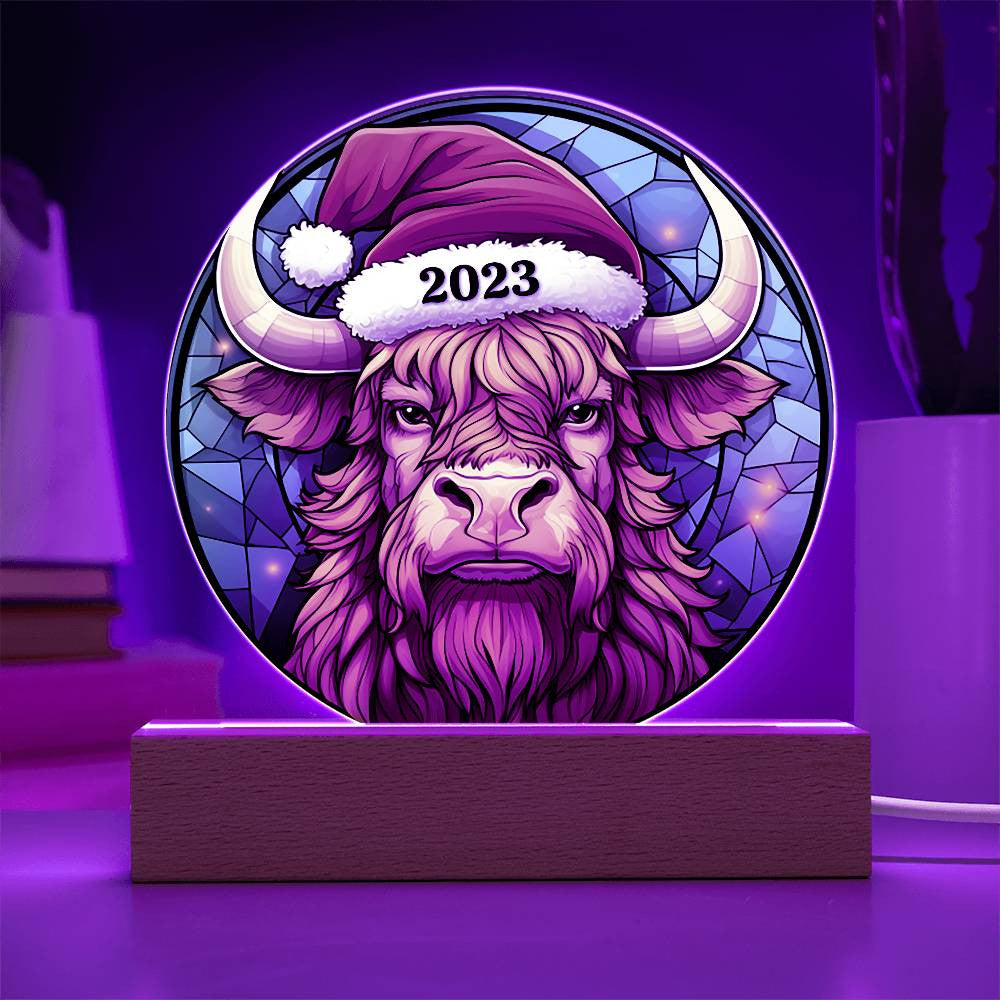 Stained Glass Highland Cow Acrylic Plaque