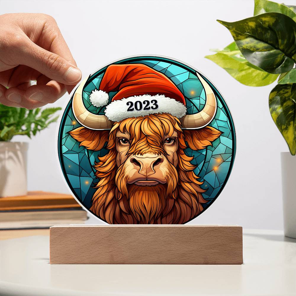 Stained Glass Highland Cow Acrylic Plaque