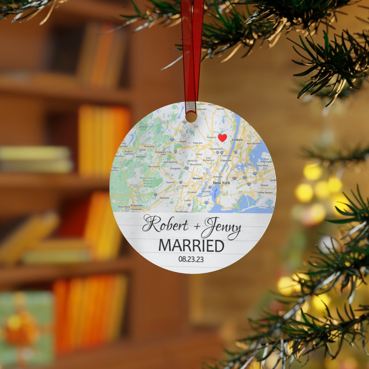 First Christmas Married Map Ornament
