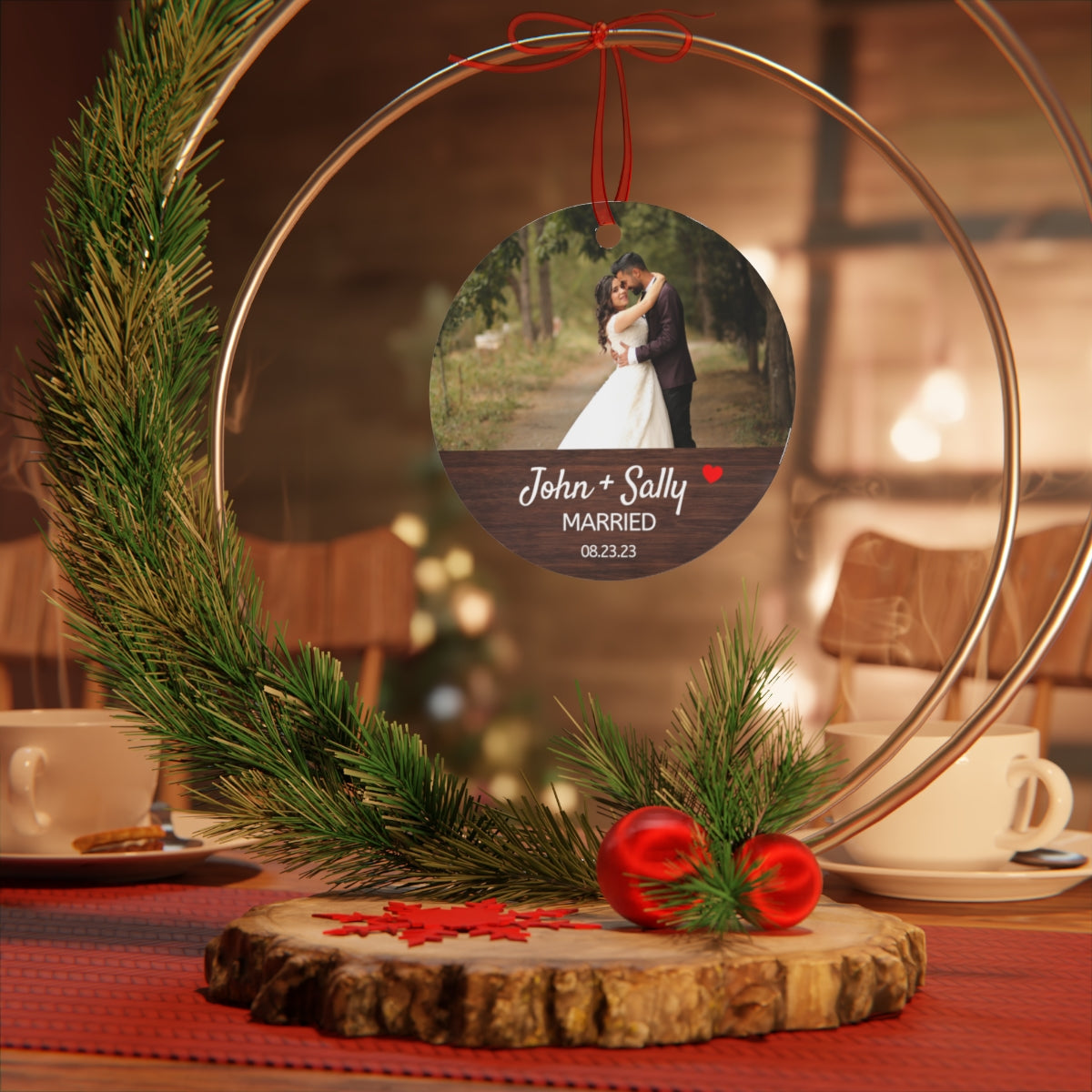 First Christmas Married Picture Ornament