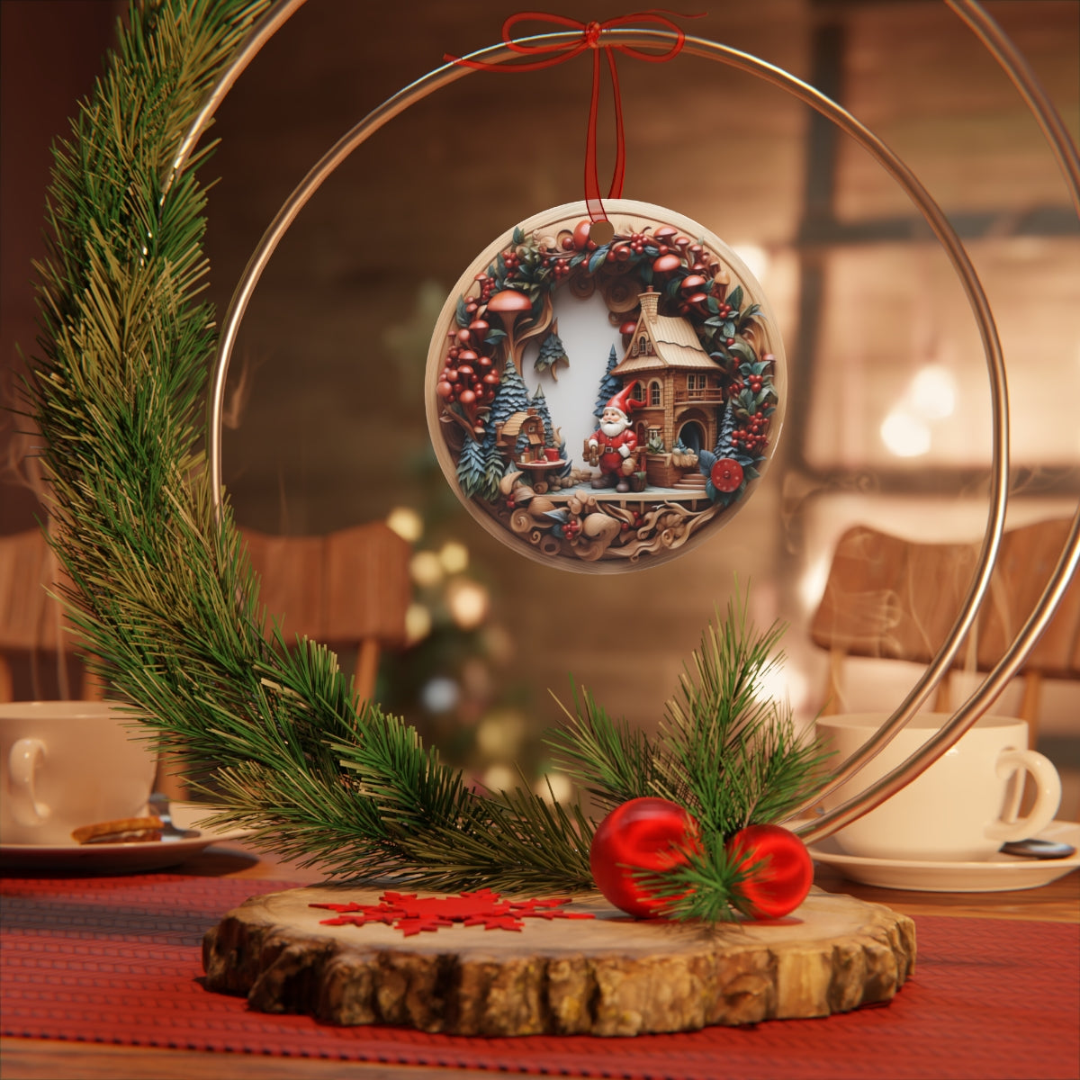 Christmas Gnome Plaque and Ornament