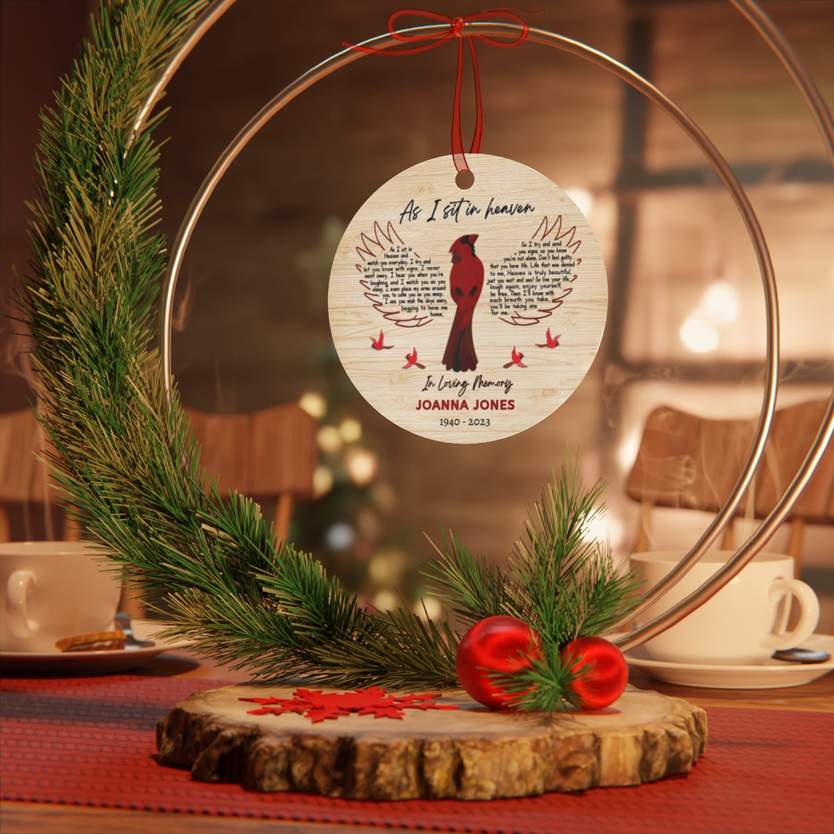 Cardinal Remembrance LED Plaque and Ornament