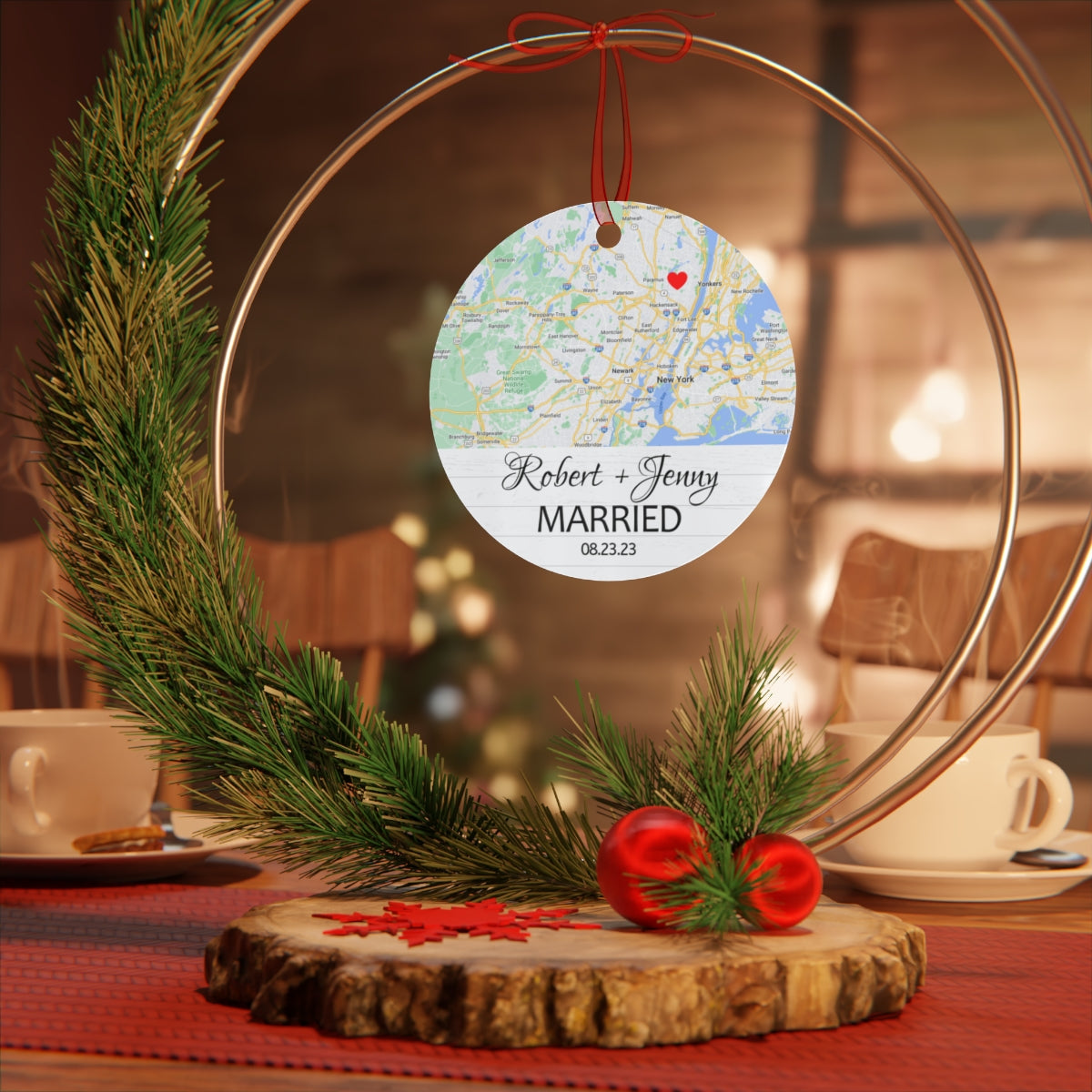 First Christmas Married Map Ornament